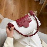 Square Flap Bag PU Leather Women's Handbag Stone Pattern Chain Shoulder