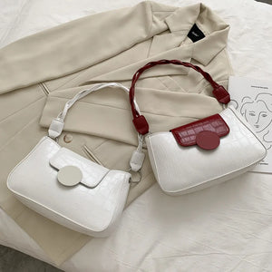 Square Flap Bag PU Leather Women's Handbag Stone Pattern Chain Shoulder