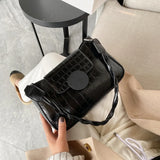 Square Flap Bag PU Leather Women's Handbag Stone Pattern Chain Shoulder