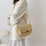 Straw Beach Bag Vintage Woven Shoulder Bag Ladies Crossbody Messenger Bag
