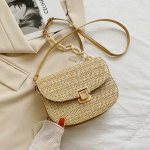 Straw Beach Bag Vintage Woven Shoulder Bag Ladies Crossbody Messenger Bag