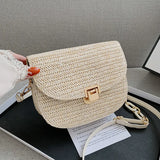 Straw Beach Bag Vintage Woven Shoulder Bag Ladies Crossbody Messenger Bag