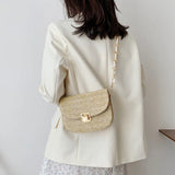 Straw Beach Bag Vintage Woven Shoulder Bag Ladies Crossbody Messenger Bag