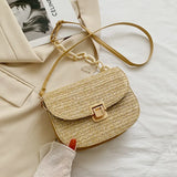 Straw Beach Bag Vintage Woven Shoulder Bag Ladies Crossbody Messenger Bag