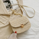 Straw Beach Bag Vintage Woven Shoulder Bag Ladies Crossbody Messenger Bag