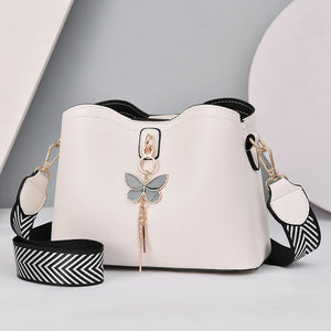 Tassel Bucket Crossbody Bag Soft Leather Vintage Tote