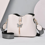 Tassel Bucket Crossbody Bag Soft Leather Vintage Tote