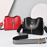Tassel Bucket Crossbody Bag Soft Leather Vintage Tote