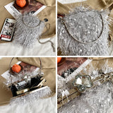 Heart Shaped Tassel Party Clutch Bag Top Handle Chain Shoulder Bag