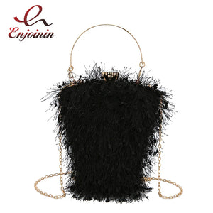 Heart Shaped Tassel Party Clutch Bag Top Handle Chain Shoulder Bag