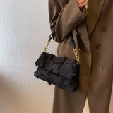 Canvas Tassel Shoulder Bag for Women Chain Crossbody Handbag and Purse