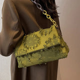 Canvas Tassel Shoulder Bag for Women Chain Crossbody Handbag and Purse