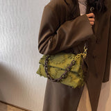 Canvas Tassel Shoulder Bag for Women Chain Crossbody Handbag and Purse