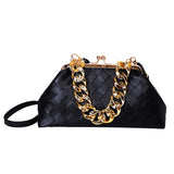 Thick Chain Handbags Buckle Shoulder Bag Weave Leather Crossbody Bags