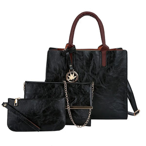 3-Piece Women's Leather Shoulder Bags Set