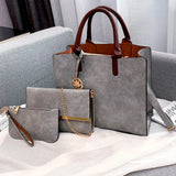 3-Piece Women's Leather Shoulder Bags Set
