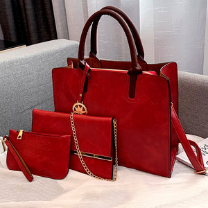 3-Piece Women's Leather Shoulder Bags Set
