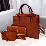 3-Piece Women's Leather Shoulder Bags Set