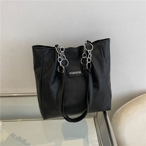 Large PU Leather Tote Bag for Women - Handbag for Students and Shoppers