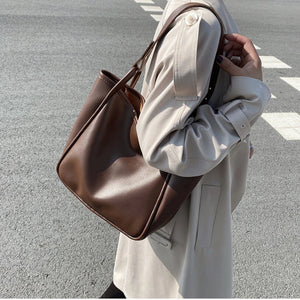 Women's Tote Bag PU Leather Large Handbag Shoulder Hand Female