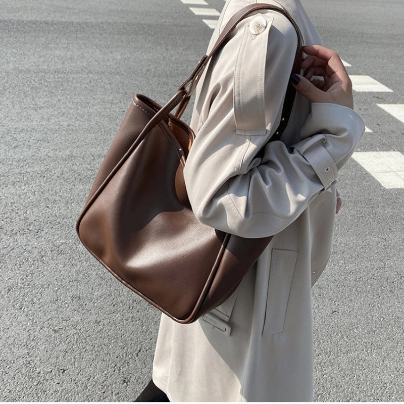 Women's Tote Bag PU Leather Large Handbag Shoulder Hand Female