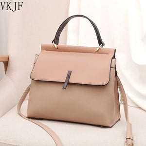 Women's Contrast Shoulder Bag Soft Leather Crossbody