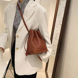 Vintage Crossbody Bucket Bag Woman Bag Female Shoulder Handbag
