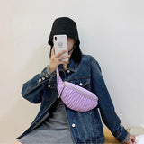 Striped Leather Chest Bag Waist Bag Cross Body Bag