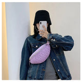 Striped Leather Chest Bag Waist Bag Cross Body Bag