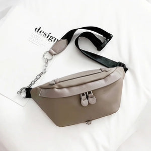 Leather Waist Bag Women Chest Bag Shoulder Pouch Female Fanny Pack