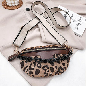 Canvas Hip pack Women Chain Fanny pack Crossbody Chest Bags Female Belt Bag