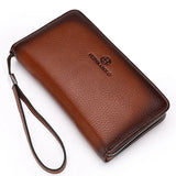 Men's Leather Zipper Long Purse Organizer Purses High Lychee Pattern Clutch Bag