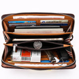 Men's Leather Zipper Long Purse Organizer Purses High Lychee Pattern Clutch Bag