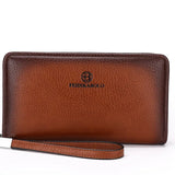 Men's Leather Zipper Long Purse Organizer Purses High Lychee Pattern Clutch Bag