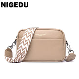 Wide Straps Leather Women Flap Bag Crossbody Shoulder Bags