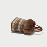 Winter Warm Plaid Fur Tote Shoulder Bag