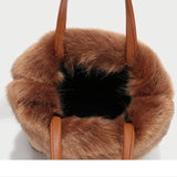 Winter Warm Plaid Fur Tote Shoulder Bag