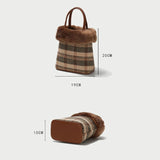 Winter Warm Plaid Fur Tote Shoulder Bag