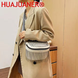Tassel Leather Crossbody Chest Bag Large Capacity