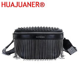 Tassel Leather Crossbody Chest Bag Large Capacity