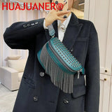 Tassel Leather Crossbody Chest Bag Large Capacity