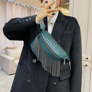 Tassel Leather Chest Bag Crossbody Bag