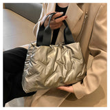 Nylon Tote Underarm Padded Down Feather Handbag