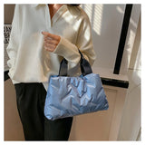 Nylon Tote Underarm Padded Down Feather Handbag