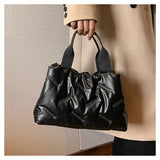 Nylon Tote Underarm Padded Down Feather Handbag