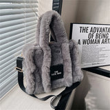 Winter Faux Fur Tote Handbag Large Shoulder Crossbody Bag