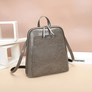 Oil Wax Leather Women Backpack Large Capacity School Bag