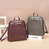 Oil Wax Leather Women Backpack Large Capacity School Bag