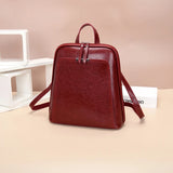 Oil Wax Leather Women Backpack Large Capacity School Bag
