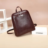 Oil Wax Leather Women Backpack Large Capacity School Bag